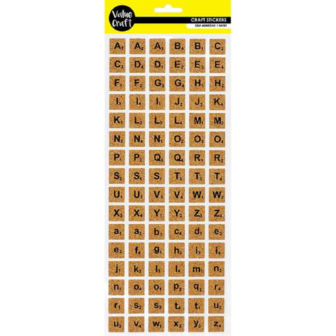 Cork Alphabet Scrabble 3D Stickers